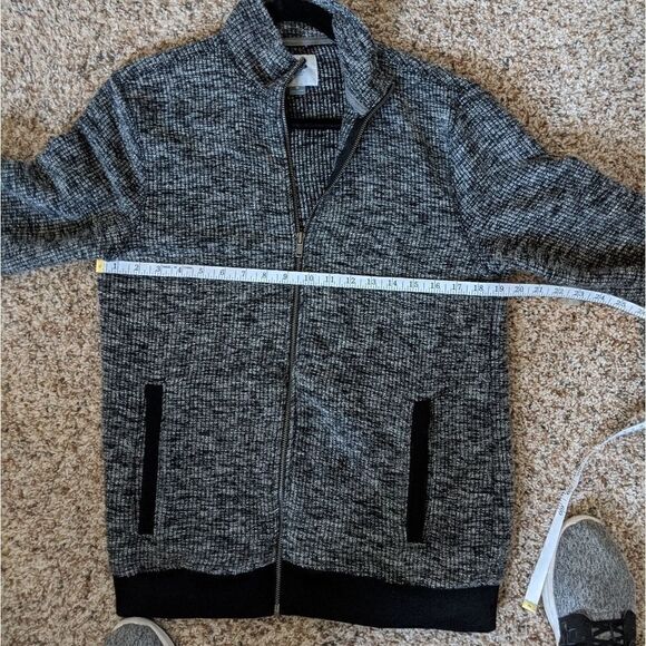 (Old Navy) Gray Black Sweater Jacket Zip Pockets M - Picture 2 of 7